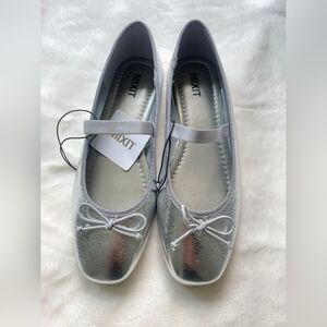Mixit Silver Ballet Flats with Bow Detail